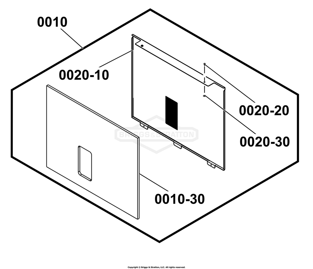 6858-00 - Back Panel Assembly / Back Panel Assembly Diagram and Parts List for 040678-01  Briggs and Stratton Generator